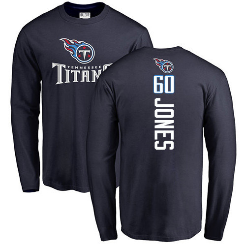 Tennessee Titans Men Navy Blue Ben Jones Backer NFL Football #60 Long Sleeve T Shirt